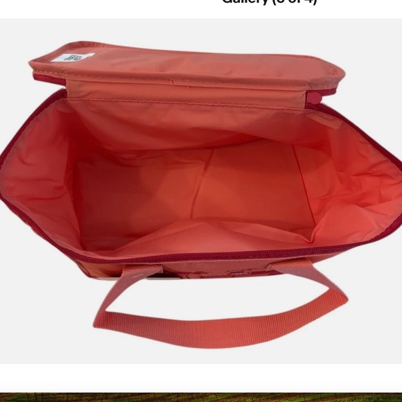 NEW Trader Joe’s Mini Peach Orange Insulated Tote Bag Lunch Box Bag Limited - Picture 3 of 6